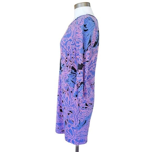 TORI RICHARD Lana Ruffle Sleeve Jersey Shift Mini Dress Small Pink Periwinkle - Picture 3 of 10